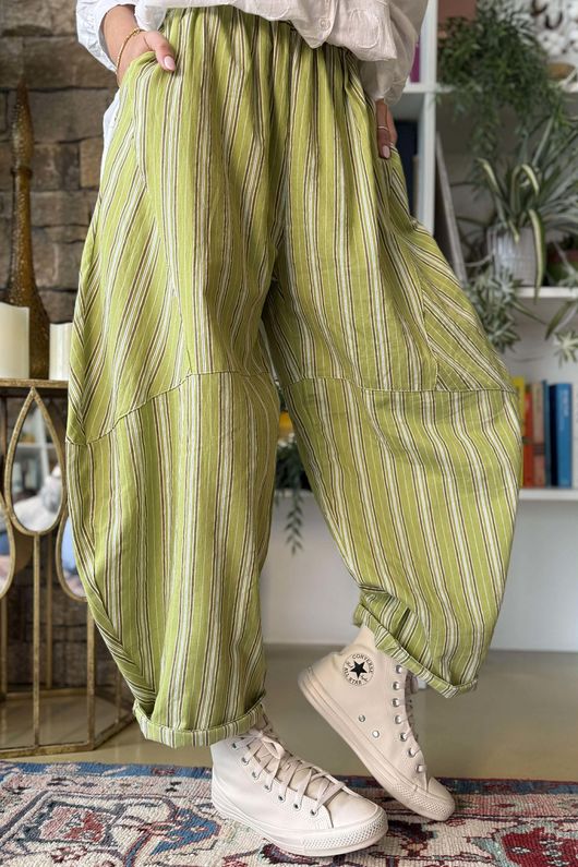Padstow Stripe Classic Barrel Pant Olive 