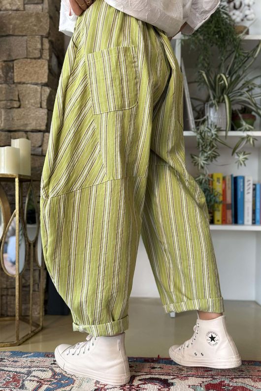 Padstow Stripe Classic Barrel Pant Olive 