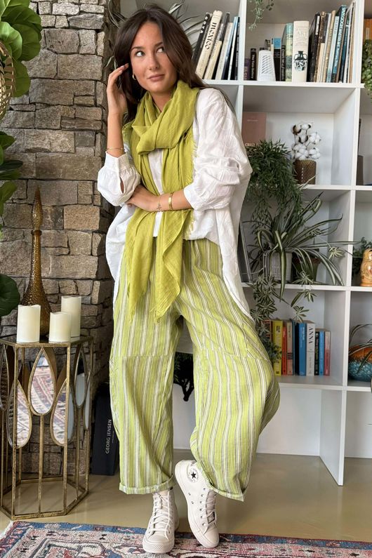 Padstow Stripe Classic Barrel Pant Olive 