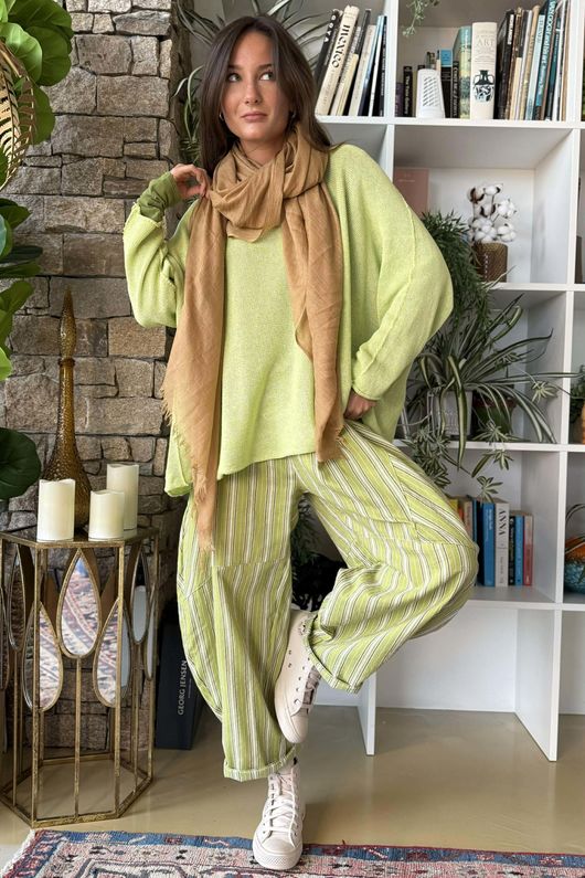 Padstow Stripe Classic Barrel Pant Olive 