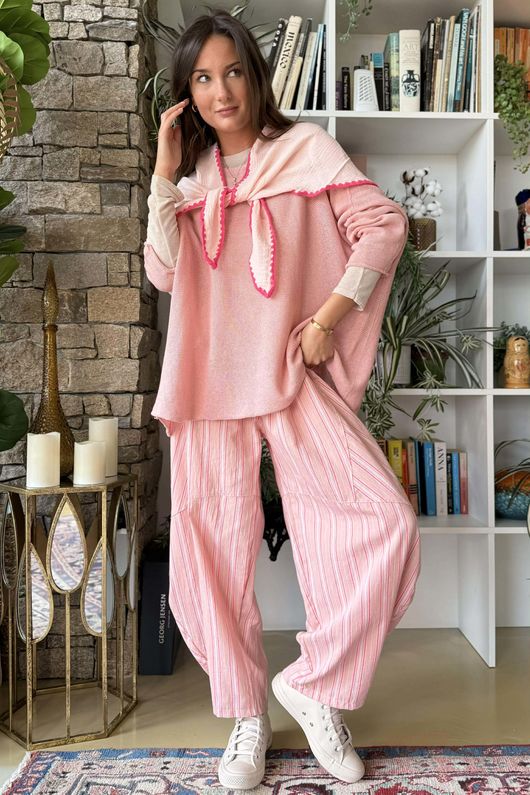 Padstow Stripe Classic Barrel Pant Shrimp