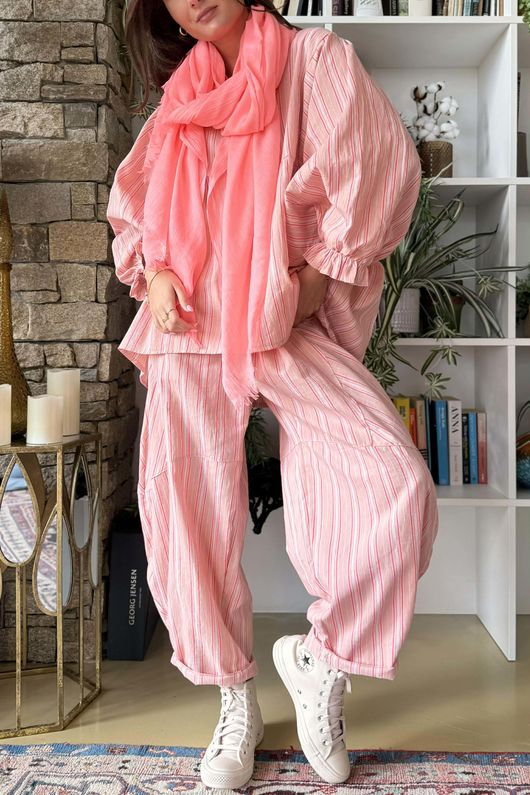 Padstow Stripe Classic Barrel Pant Shrimp