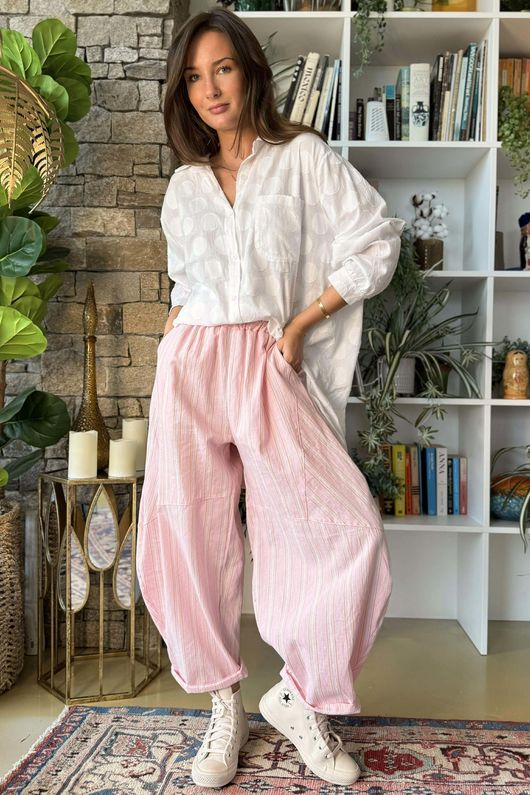 Padstow Stripe Classic Barrel Pant Sugar