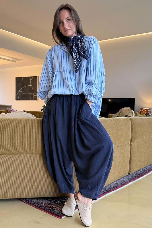 Padstow Stripe Smock Blouse Bay Blue /10 Pre order 4 days 