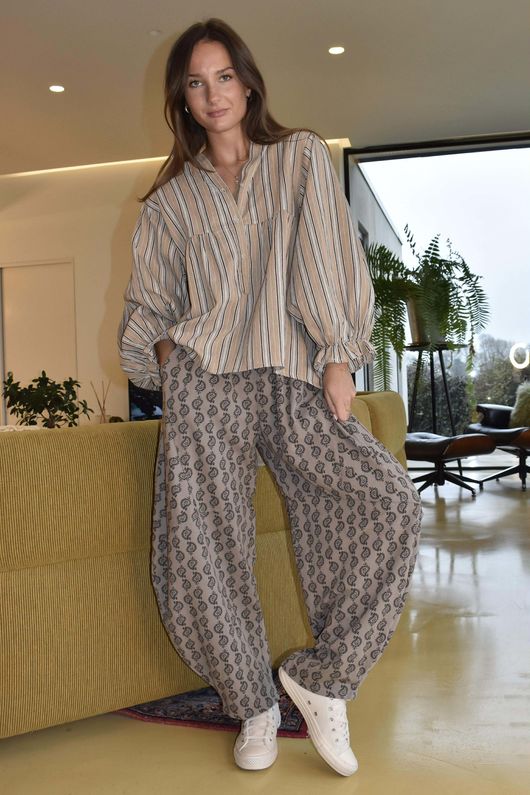 Padstow Stripe Smock Blouse Earth 