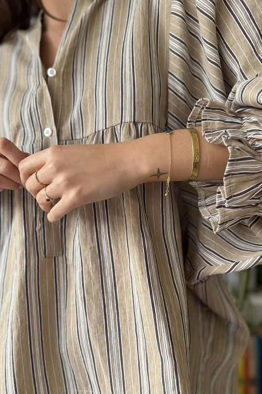 Padstow Stripe Smock Blouse Earth 