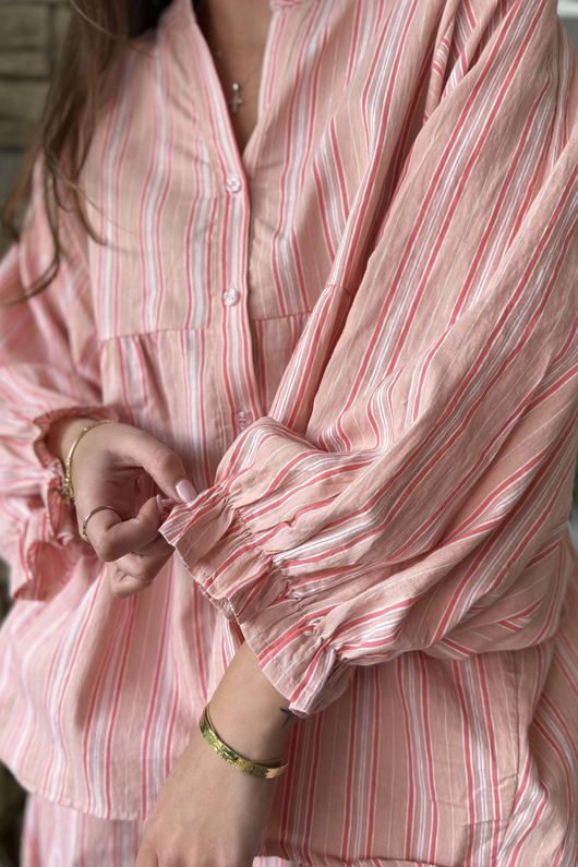 Padstow Stripe Smock Blouse Shrimp