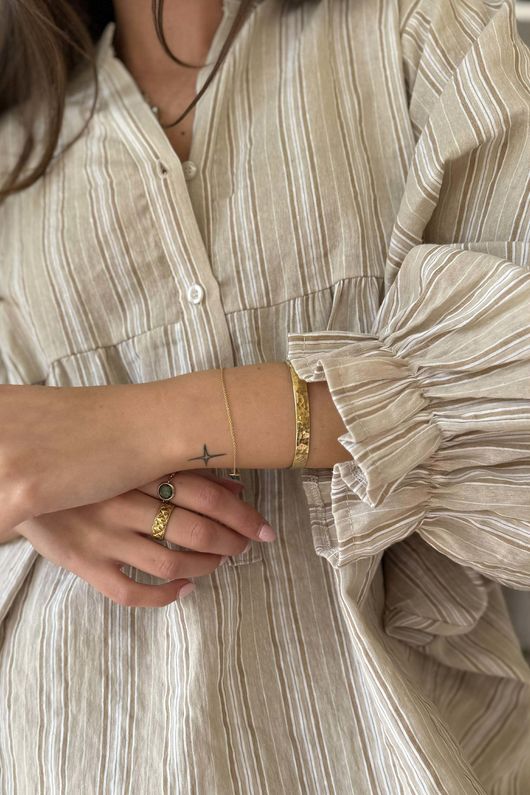 Padstow Stripe Smock Blouse Stone