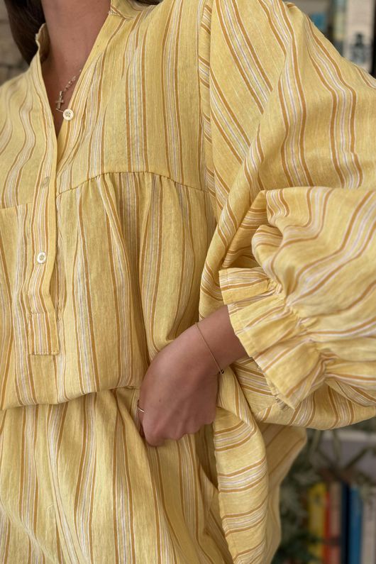 Padstow Stripe Smock Blouse Fresh Ochre 
