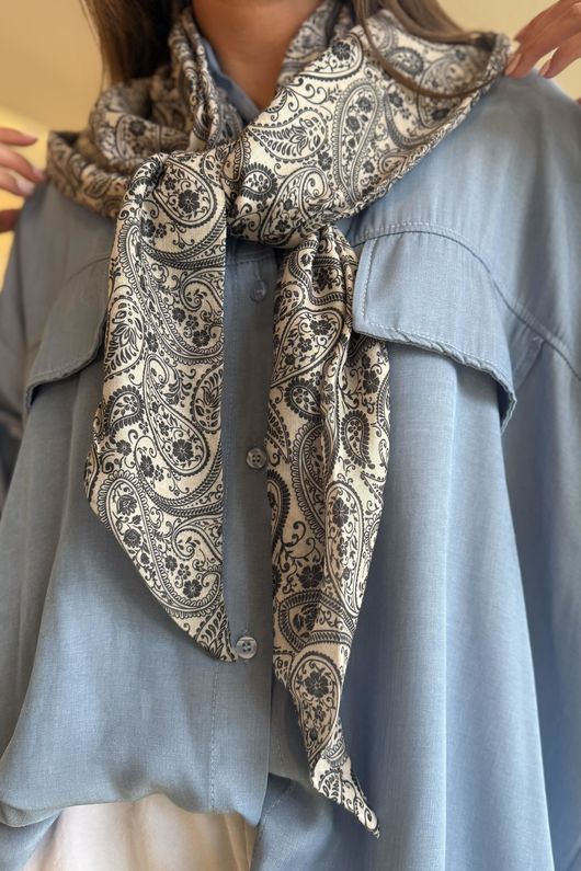 Paisley Park Triangle Neckerchief Stone & Charcoal