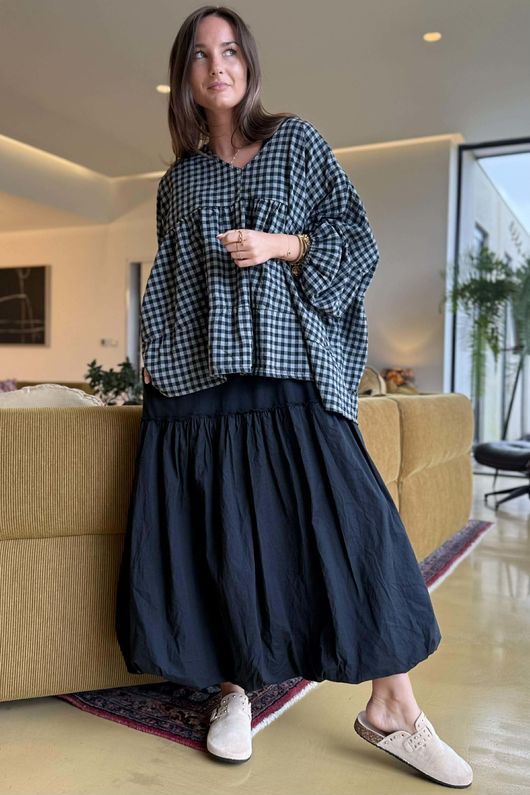 Paloma Bubble Hem Layering Dress Black