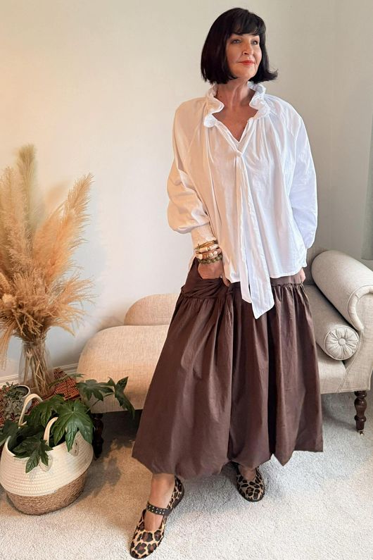 Paloma Bubble Hem Layering Dress Choc Chip