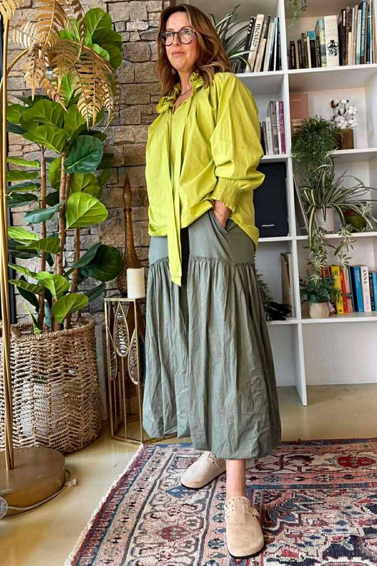 Paloma Bubble Hem Layering Dress Soft Khaki