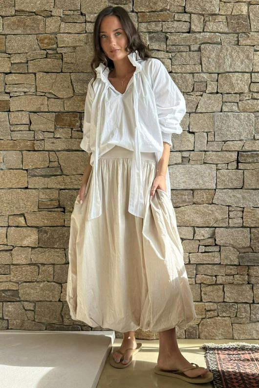 Paloma Bubble Hem Midi Skirt Calico p