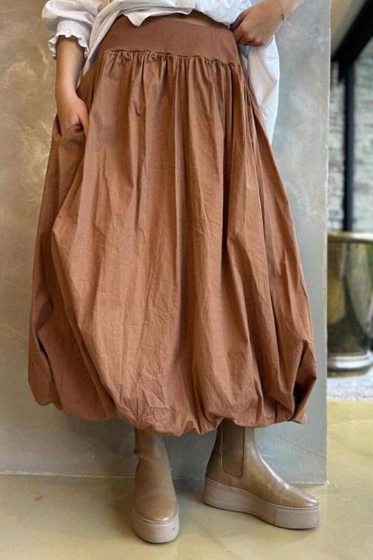 Paloma Bubble Hem Midi Skirt Copper