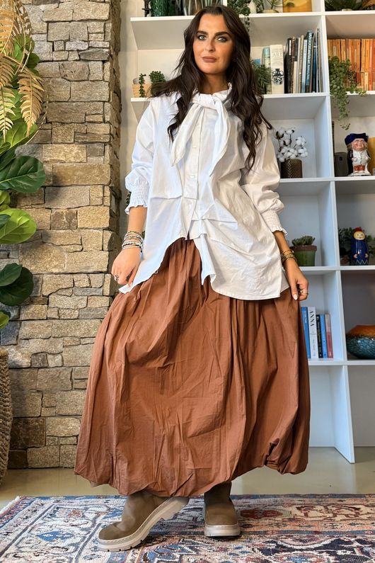 Paloma Bubble Hem Midi Skirt Copper