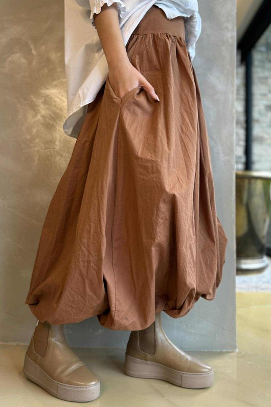 Paloma Bubble Hem Midi Skirt Copper