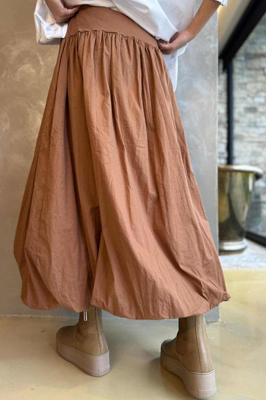 Paloma Bubble Hem Midi Skirt Copper