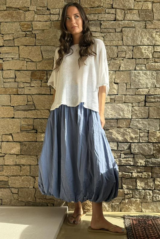 Paloma Bubble Hem Midi Skirt Denim - 
