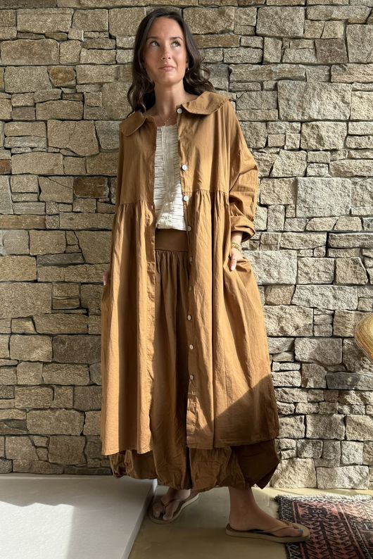 Paloma Bubble Hem Midi Skirt Hazelnut