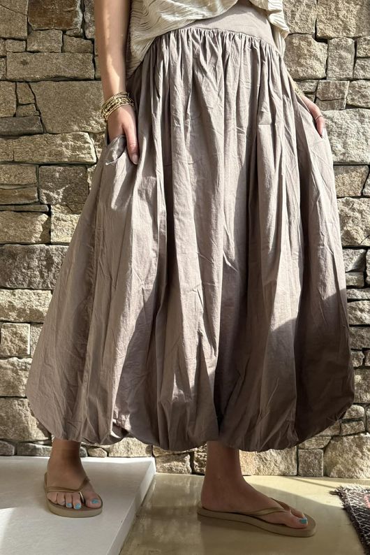 Paloma Bubble Hem Midi Skirt Mocha - 