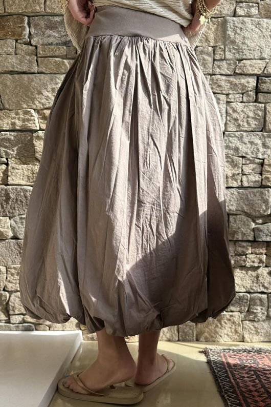 Paloma Bubble Hem Midi Skirt Mocha - 