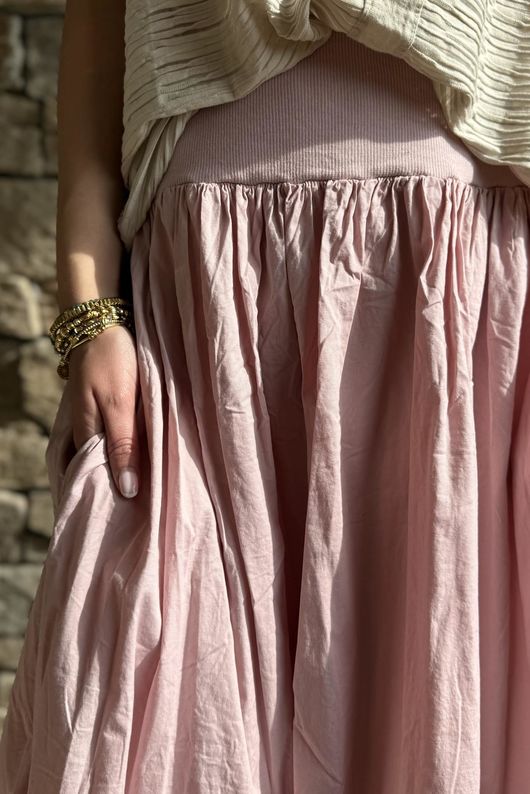 Paloma Bubble Hem Midi Skirt Rose