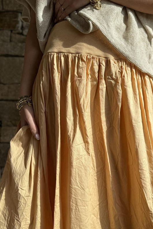 Paloma Bubble Hem Midi Skirt Tuscan Sun