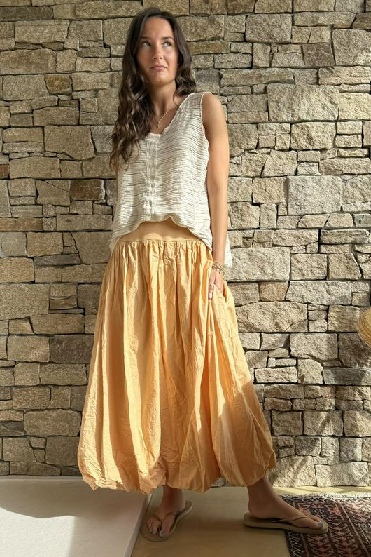 Paloma Bubble Hem Midi Skirt Tuscan Sun