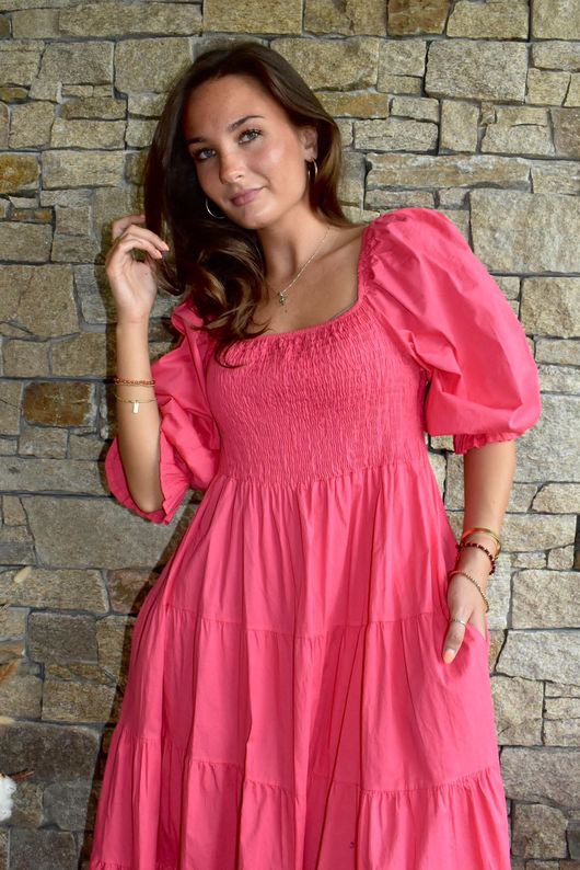 pink miami dress Bend and Snap Dress