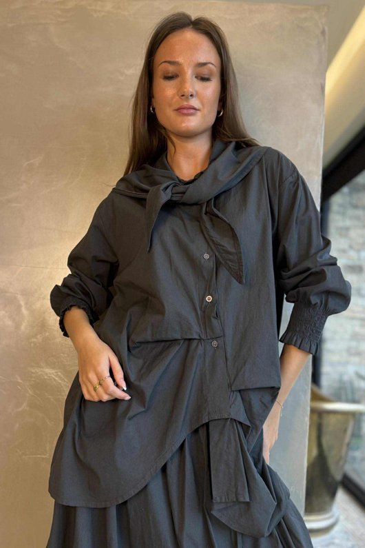 Paloma Neckerchief Blouse Charcoal