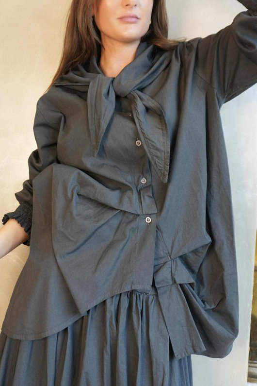 Paloma Neckerchief Blouse Charcoal