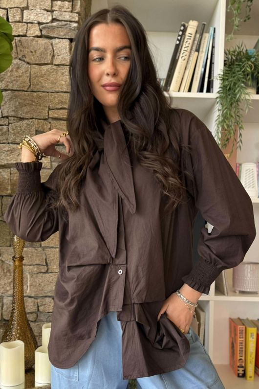 Paloma Hitch Neckerchief Blouse Chocolate -