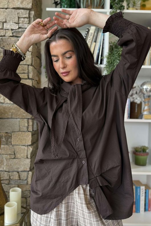 Paloma Hitch Neckerchief Blouse Chocolate -