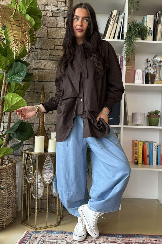 Paloma Hitch Neckerchief Blouse Chocolate -