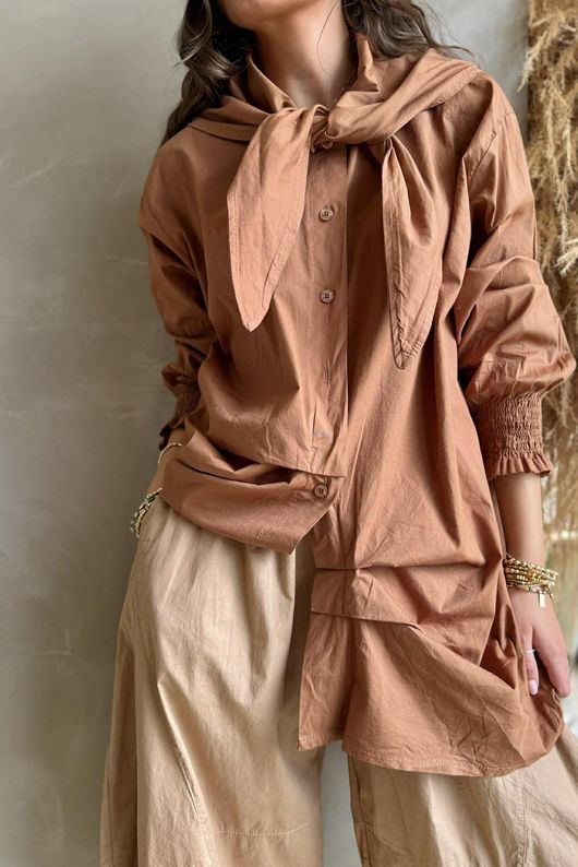 Paloma Hitch Neckerchief Blouse Copper -