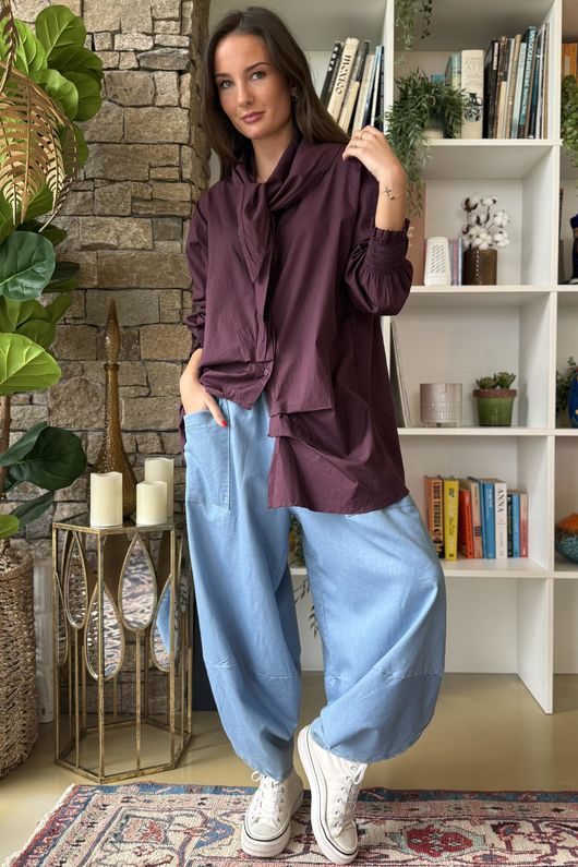 Paloma Hitch Neckerchief Blouse Damson -