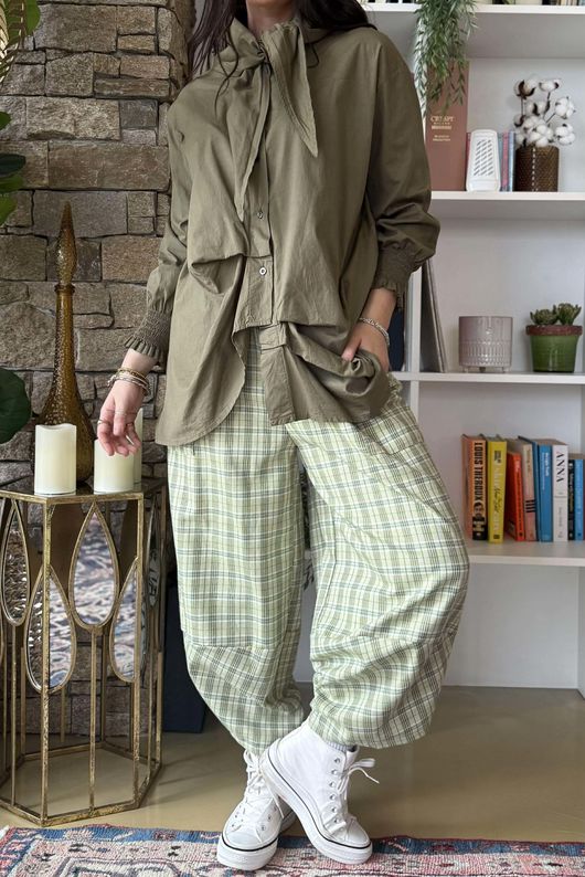 Paloma Hitch Neckerchief Blouse Dark Olive -