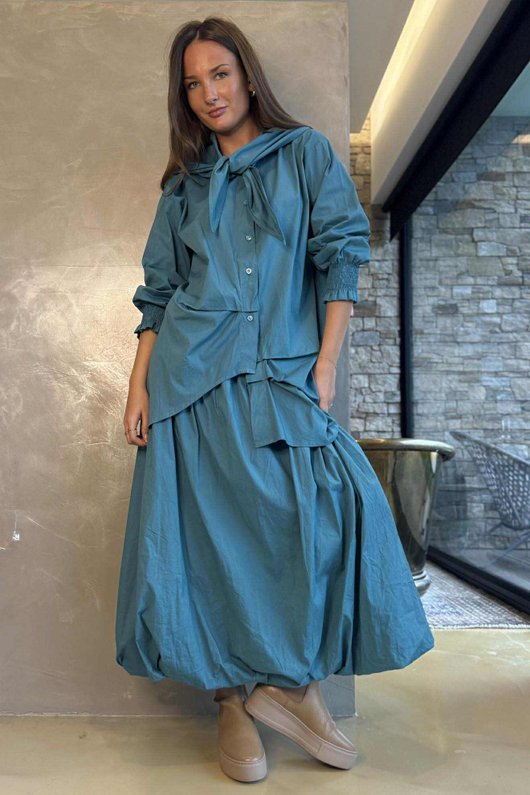 Paloma Neckerchief Blouse Teal Blue