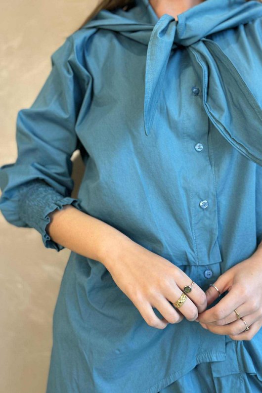 Paloma Neckerchief Blouse Teal Blue
