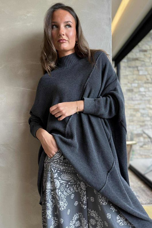 Paloma Oversized Grunge Knit Charcoal **