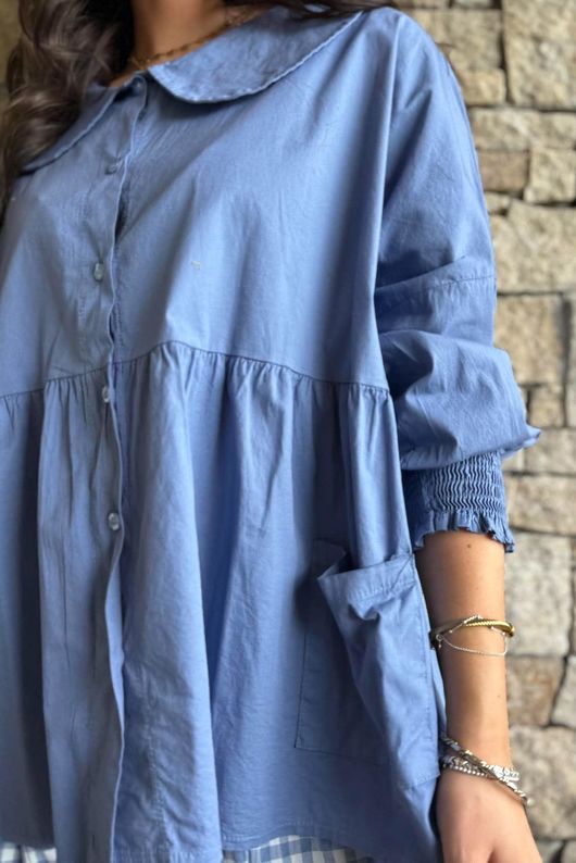Paloma Peter Pan Smock Blouse Denim