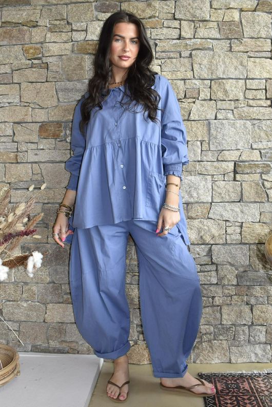 Paloma Peter Pan Smock Blouse Denim
