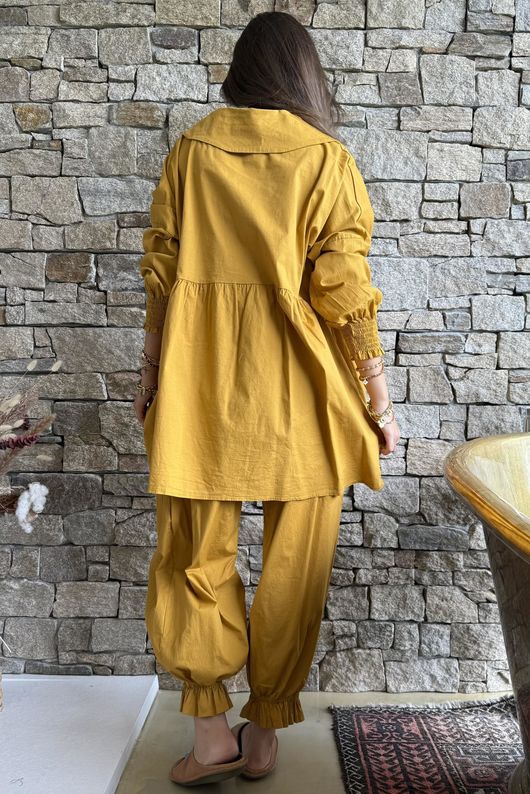 Paloma Peter Pan Smock Blouse Mustard