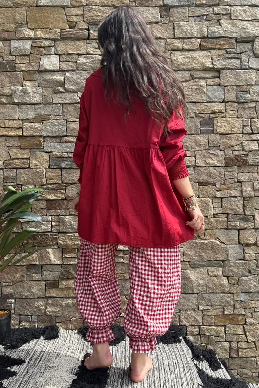 Paloma Peter Pan Smock Blouse Sangria