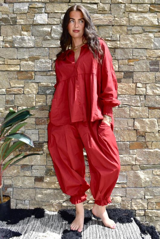 Paloma Peter Pan Smock Blouse Sangria