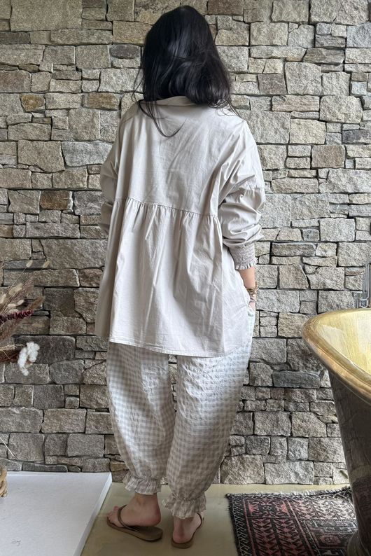 Paloma Peter Pan Smock Blouse Stone