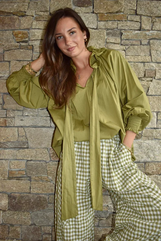 Paloma Tela Poet Blouse Olive due 3 days