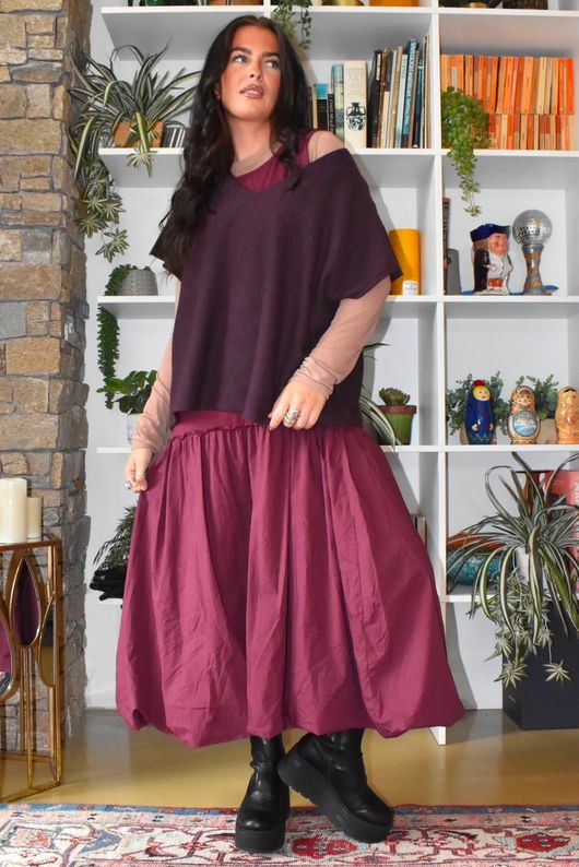 Paloma Tela Bubble Dress Aubergine