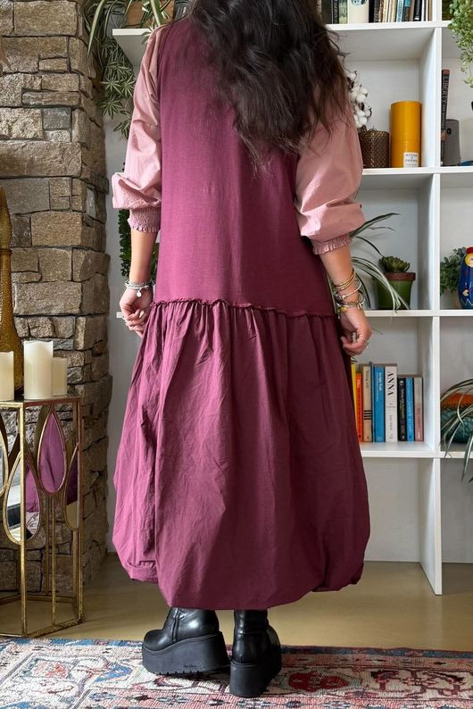 Paloma Tela Bubble Dress Aubergine